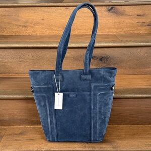 Hammitt Otis Tote Skies Nubuck Leather Blue Brushed Gold NWT